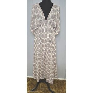 Milly + Molly Boho Floral Maxi Dress Deep V-Neck Kimono Sleeve Festival Peasant